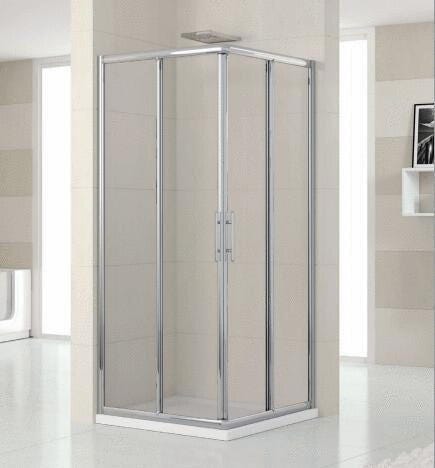 LUNES-A - Accès d'angle à 4 panneaux : 2 coulissants + 2 fixes - Hauteur 190 cm - Ep. du verre : 4 mm
