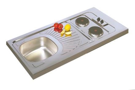 EVIER A POSER REVERSIBLE POUR CUISINETTE - Avec plaque électrique - Inox