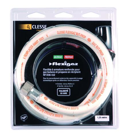 FLEXIBLE GAZ BUTANE ET PROPANE EN RECIPIENT - Flexigaz - Tuyau élastomère à raccord mécaniques