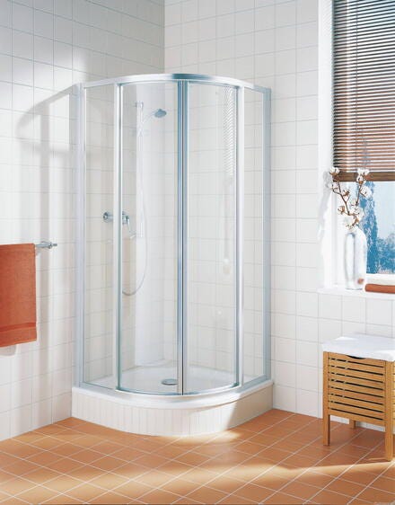 CADA - Paroi arrondie à portillons coulissants avec verre traité anti-calcaire - hauteur : 185 cm - ép. verre 3 mm