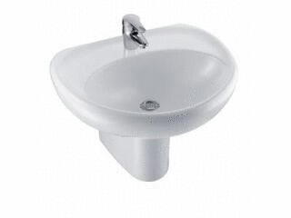 MIDEO - Lavabo autoportant - Installation sur colonne ou cache-siphon