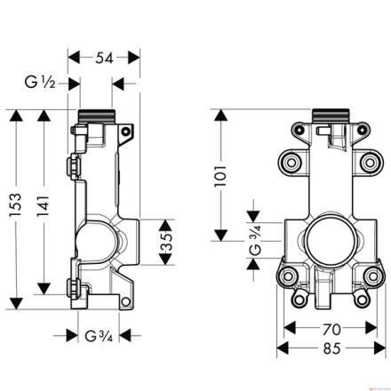 CORPS ENC.TAB. COURTE STARCK    AXOR 40877180 HANSGROHE  [40877180]