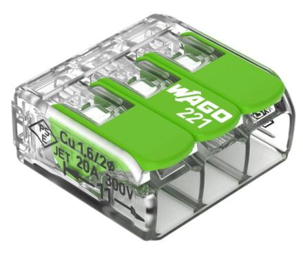 BORNE WAGO 221 GREEN RANGE 3X4MM2     221-423 WAGO  [221-423]