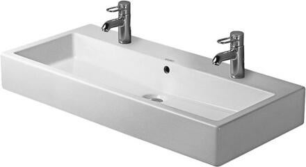 VERO - Lavabo meulé avec trop plein, plage de robinetterie et fixations