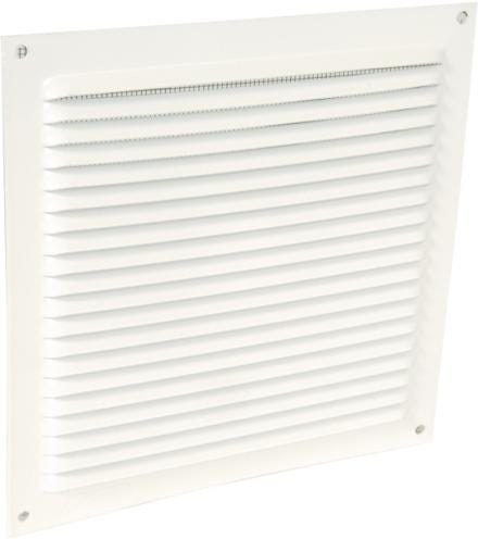 GRILLE D'AERATION A VISSER - En aluminium laqué blanc - persiennes - avec moustiquaire (en vrac)