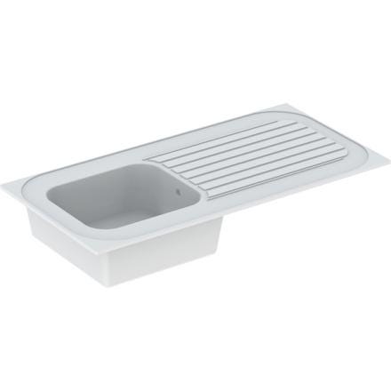 ROYAT - Table-évier réversible en céramique à poser - Conçu pour intégrer un lave vaisselle sous l'égouttoir
