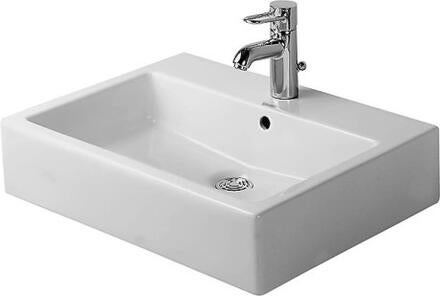 VERO - Lavabo meulé avec trop plein, plage de robinetterie et fixations