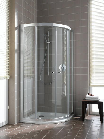 CADA DESIGN - Accès d'angle 1/4 rond 2 portes coulissantes déclipsables - Hauteur : 190 cm - Ep. du verre : 3 mm