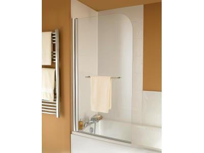 ODEON UP - Pare-baignoire réversible 1 volet avec porte-serviettes en inox brossé