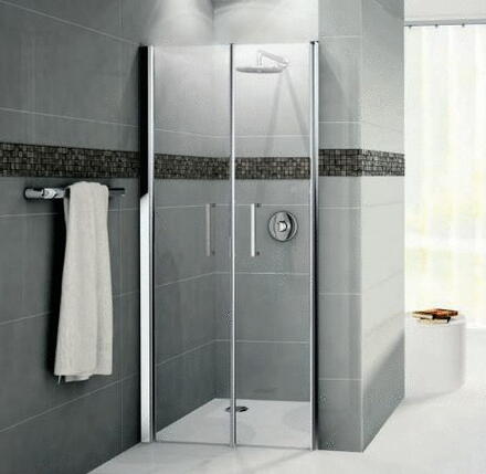 GIADA 2B - Porte à 2 panneaux battants (intérieur - extérieur) + paroi fixe - Hauteur : 195 cm - Ep. du verre : 6 mm