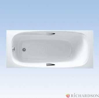 PANDORA - Baignoire rectangulaire en Marbrex avec poignées chromées