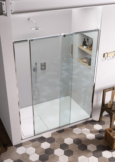 GLISS - DN - Porte coulissante déclipsable pour receveur en niche - Hauteur : 200 cm Epaisseur du verre : 8 mm