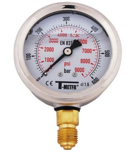 MANOMETRE - A bain de glycérine - Industriel - Boitier Inox  - Radial