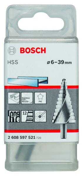 FORET - HSS - Fraise étagée - Queue cylindrique - Pour métaux et plastique