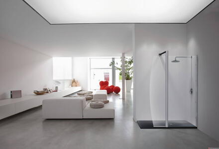 SUN 2 - Paroi de douche 80 cm avec 1 porte battante 45 cm - Hauteur : 202 cm - Epaisseur du verre : 8 mm