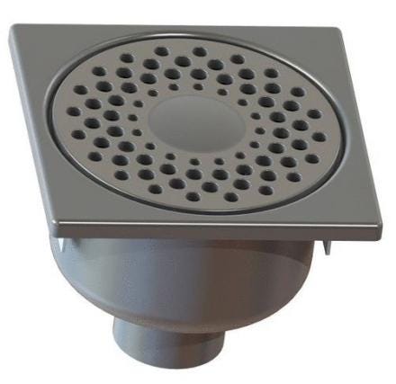 SIPHON SANS REPRISE D'ETANCHEITE - Siphon inox 150x150 à sortie 50 verticale ou latérale