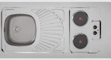 EVIER A POSER REVERSIBLE POUR CUISINETTE - Avec plaque électrique - Inox