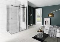 KINESTYLE C+F - Porte coulissante sans seuil avec paroi fixe, montage en angle - Hauteur : 200 cm - Ep. verre : 8 mm