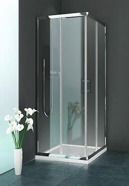 EQUI - Accès d'angle asymétrique coulissant déclipsable - Ep. du verre : 5 mm (coulissant) et 4 mm (paroi fixe) - Hauteur : 190 cm