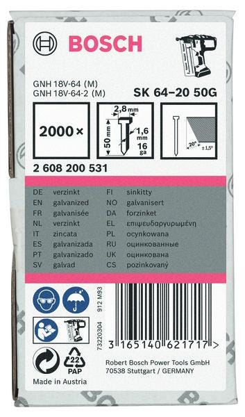 POINTE A TETE FRAISEE SK64 20G 50 MM- VERSION BOSCH ELECTROPORTATIF  [2608200531]