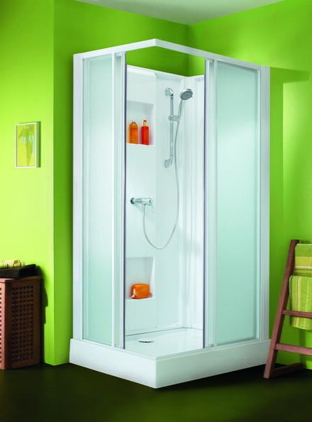IZI BOX - Rectangle - Cabine d'angle avec portes coulissantes et profilés blanc