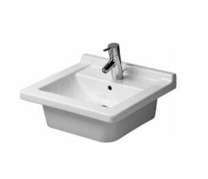 STARCK 3 - Lavabo semi-encastré à encastrer par le dessus avec plage de robinetterie et fixations