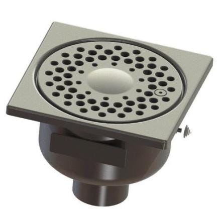 SIPHON SANS REPRISE D'ETANCHEITE - Siphon inox 150x150 à sortie 50 verticale ou latérale