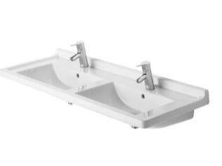 STARCK 3 - Lavabo double avec trop-plein et plage de robinetterie