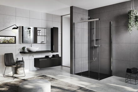 ROSE ROSSE 3PH+FH - Paroi douche sans seuil, 2 portes coulissantes + 1 fixe en alignement