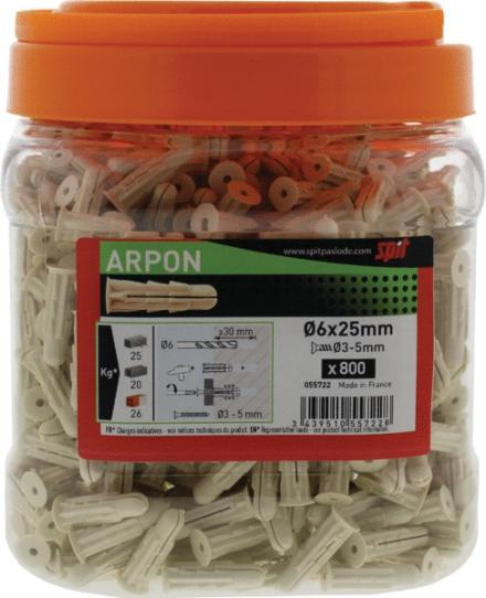 CHEVILLE PLASTIQUE - Arpon - Cheville spéciale matériaux creux, polypropylène