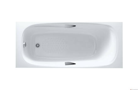 PANDORA - Baignoire rectangulaire en Marbrex avec poignées chromées