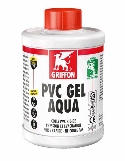 PVC GEL AQUA - Colle PVC rigide thixotrope à prise rapide, sans THF