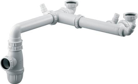 VIDAGE - Plastique - Tubulure gain espace évier 2 cuves décalées
