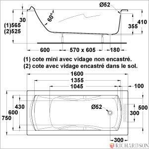 ULYSSE 2 - Baignoire rectangulaire à encastrer ou à poser