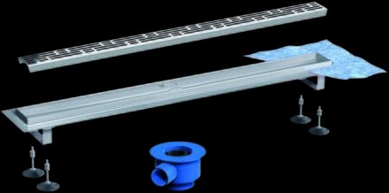 DRAINLINE - Rigole d'évacuation avec manchette d'étanchéité pour système d'évacuation de douche à l'italienne