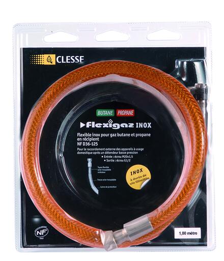 FLEXIBLE GAZ BUTANE ET PROPANE EN RECIPIENT - Flexigaz inox bupro - Tuyau flexible inox à raccords mécaniques