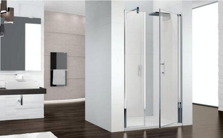 YOUNG G+F EN ALIGNEMENT - Porte pivotante + paroi fixe en alignement réversible - Hauteur 190 cm - Ep. du verre 6 mm