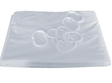 RIDEAU DE DOUCHE - PVC blanc - anneaux plastique