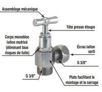 ROBINET POUR RESERVOIR DE CHASSE - Droit