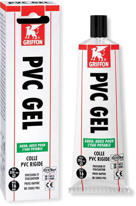 PVC GEL AQUA - Colle PVC rigide thixotrope à prise rapide, sans THF