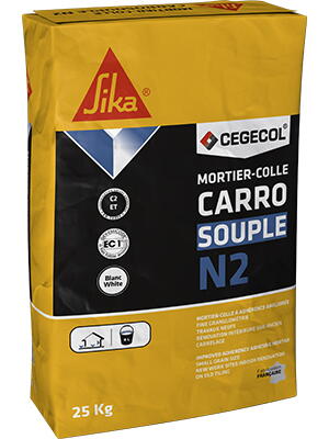 CARROSOUPLE N2 - Mortier-colle à adhérence améliorée pour collage de carreaux intérieurs et sols extérieurs