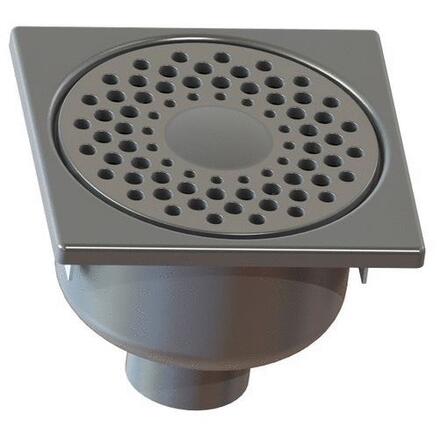 SIPHON SANS REPRISE D'ETANCHEITE - Siphon inox 150x150 à sortie 50 verticale ou latérale
