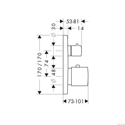 AXOR CITTERIO M - Set de finition pour mitigeur thermostatique encastré