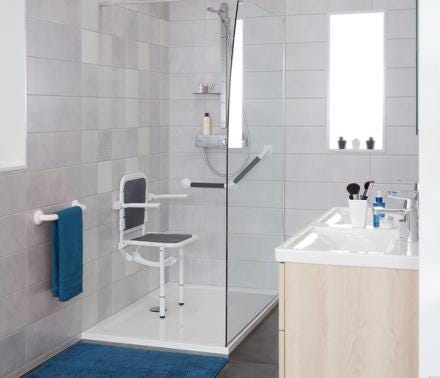 ERGONOMIC - Siège de douche réglable avec dossier et accoudoirs