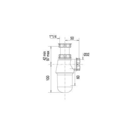 SIPHON LAV 1 1/4         ABS NOIR 60700000500 VALENTIN  [60700000500] 