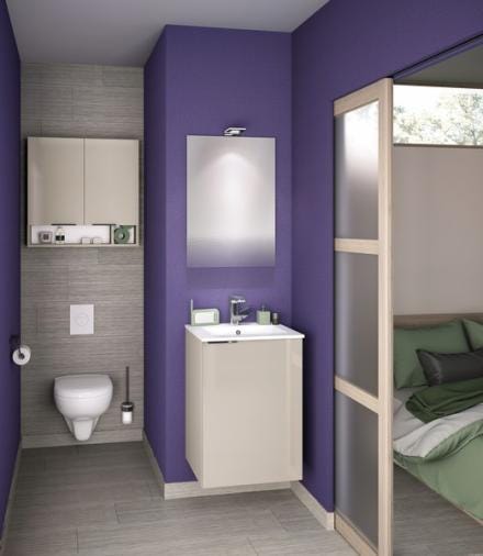 COMPOSITION DELPHY-WC ESPACE TOILETTE - Ensemble meuble complet