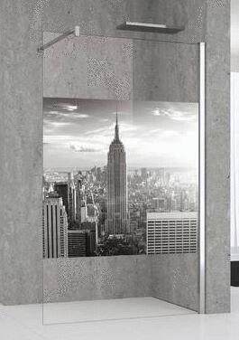 KUADRA-H - Paroi fixe personnalisable - Version gauche - Hauteur : 205 cm - Ep. du verre : 8 mm
