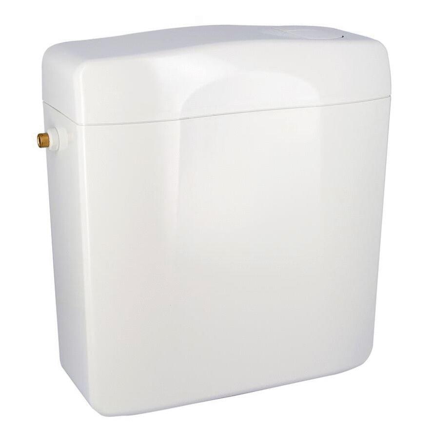 RESERVOIR WC APPARENT ATTENANT - Avec touche de commande, mécanisme et robinet flotteur silencieux