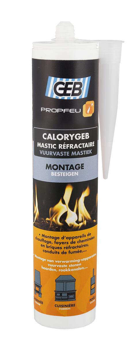 CALORYGEB - Mastic réfractaire pour appareils de chauffage et foyers de cheminée (jusqu'à 1300°C)