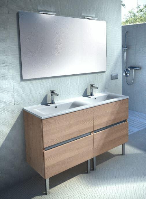 EXCLUSIVITES RICHARDSON PAR GBGROUP - Meuble tiroirs sous-vasque et miroir deco avec applique LED - Ensemble